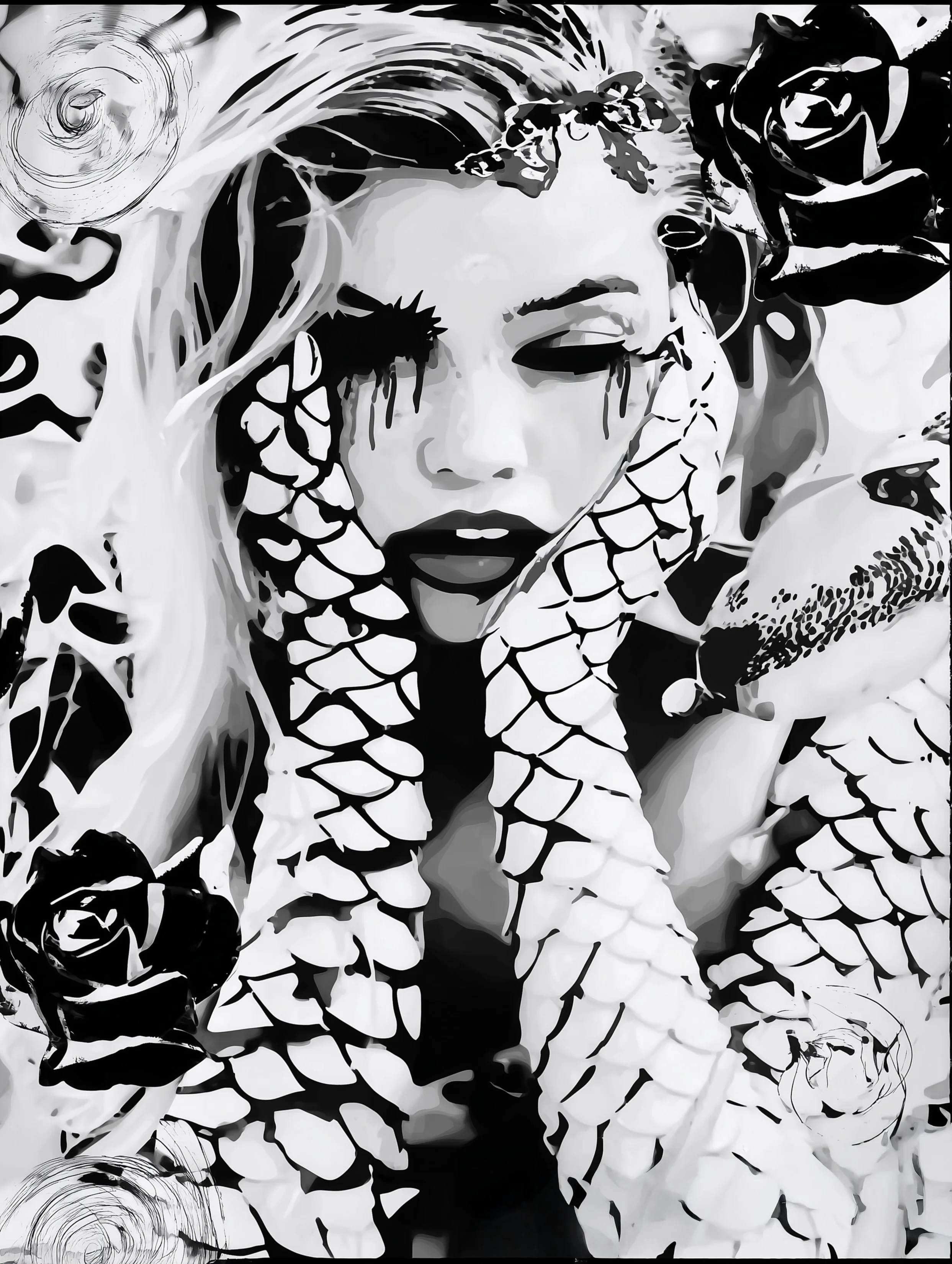 Free printable mermaid coloring page for adults featuring upset mermaid